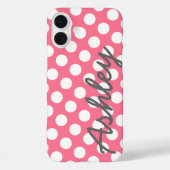 トレンディー水玉模様パターン(名前あり) – ピンクグレー Case-Mate iPhoneケース (裏面)