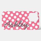 トレンディー水玉模様パターン（名前あり） – ピンクグレー Case-Mate iPhoneケース (裏面 (横))