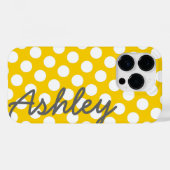 トレンディー水玉模様パターン（名前あり） – 黄色い灰色 Case-Mate iPhoneケース (裏面 (横))