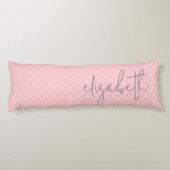 トレンディー水玉模様赤面ピンクスクリプトグレー名 ボディピロー (裏面)