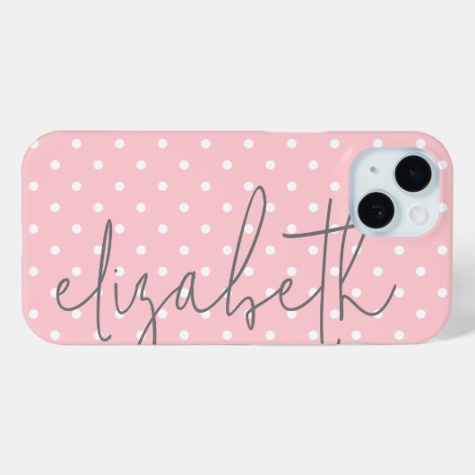 トレンディー水玉模様赤面ピンクスクリプトグレー名 Case-Mate iPhoneケース (裏面 (横))