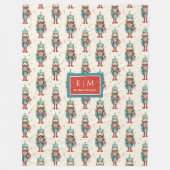 トレンディー水色くるみ割りクラシッククリスマス フリースブランケット (正面)