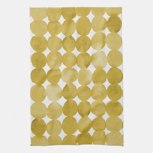 トレンディー水色イエロードット模様 キッチンタオル (縦)