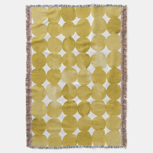 トレンディー水色イエロードット模様 スローブランケット (正面縦)