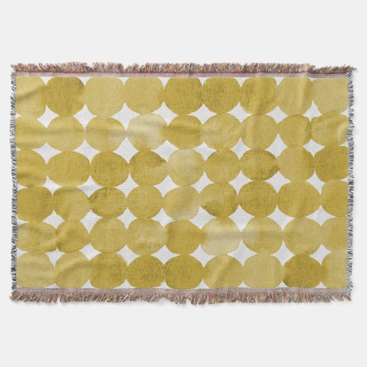 トレンディー水色イエロードット模様 スローブランケット (正面)