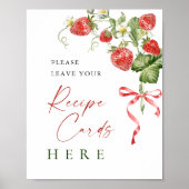 トレンディー水色イチゴブライダルレシピカード ポスター (正面)