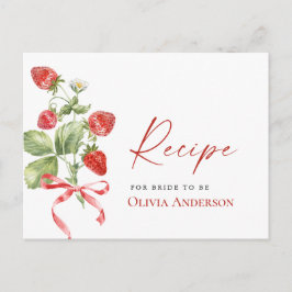 トレンディー水色イチゴブライダルレシピカード ポストカード
