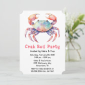 トレンディー水色カニ煮沸パーティーまたは会社パーティー 招待状 (スタンド正面)