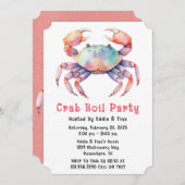 トレンディー水色カニ煮沸パーティーまたは会社パーティー 招待状 (正面/裏面)