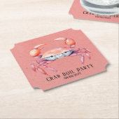 トレンディー水色カニ煮沸パーティー/会社 ペーパーコースター (アングル)