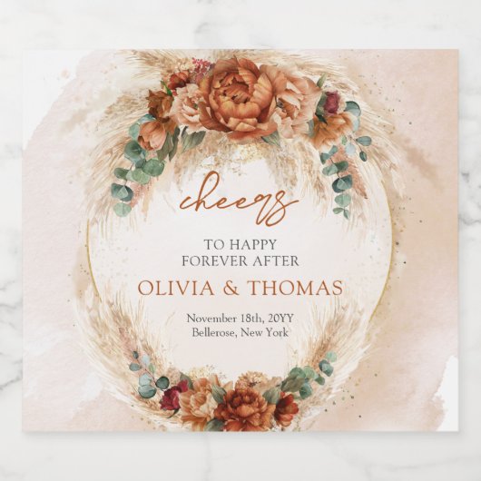 トレンディー水色テラコッタラスティブルゴーニュのパンパ リキュールボトルラベル (シングルラベル)