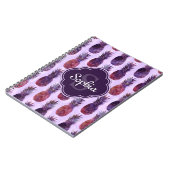 トレンディー水色パイナップルパターン ノートブック (左側)