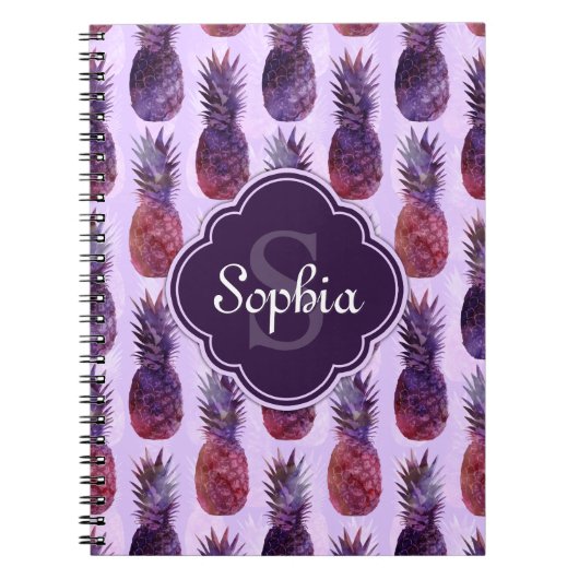 トレンディー水色パイナップルパターン ノートブック (正面)