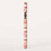 トレンディー水色フローラサンゴストライプ図 Case-Mate iPhoneケース (裏面/右)