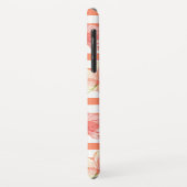 トレンディー水色フローラサンゴストライプ図 Case-Mate iPhoneケース (裏面/左)