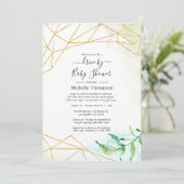 トレンディー水色幾何学型シャワー駆動 招待状 (スタンド正面)