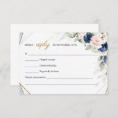 トレンディー海軍と赤面フローラフェイク金ゴールド緑 出欠カード (正面/裏面)