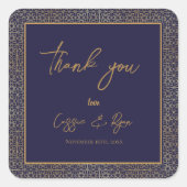 トレンディー海軍と金ゴールドデザイン結婚ズサンキュー スクエアシール (正面)