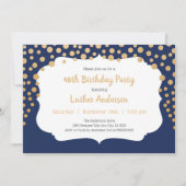 トレンディー海軍金ゴールドドット誕生パーティー 招待状 (正面)