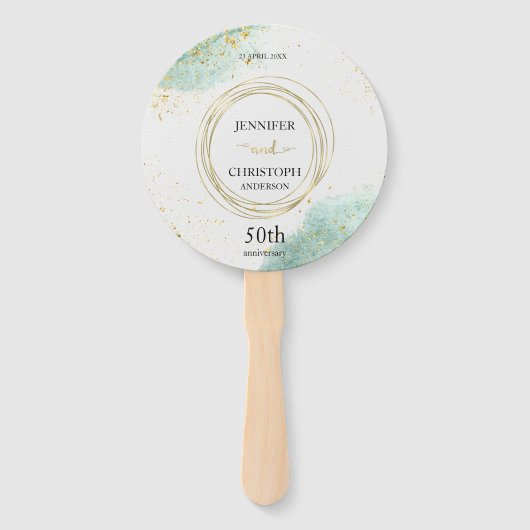 トレンディー淡い色のグリーンウィズゴールデン詳細 ハンドファン (正面)