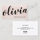トレンディー淡い色のピンクグリッタースクリプト書道サロン 名刺 (正面/裏面)