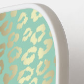 トレンディー淡い色のロビンエッグブルーレオパードプリントガールズ ピックルボールラケット (左詳細)