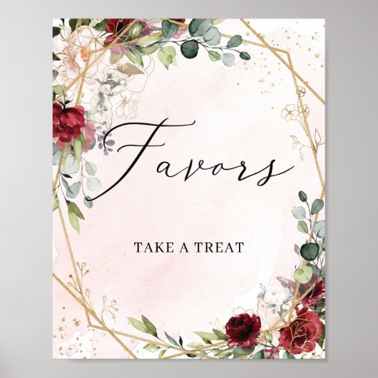 トレンディー深い赤メルロフローラ金ゴールド親善徴候 ポスター (正面)