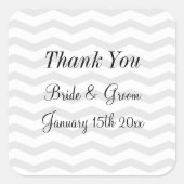 トレンディー灰色と白いシボ結婚ン模様 スクエアシール (正面)