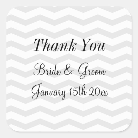 トレンディー灰色と白いシボ結婚ン模様 スクエアシール (正面)