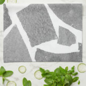 トレンディー灰色の白いタイルパターン、石のレンガのタイル キッチンタオル (折り畳み)