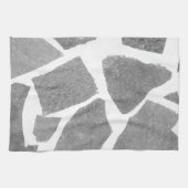 トレンディー灰色の白いタイルパターン、石のレンガのタイル キッチンタオル (横)