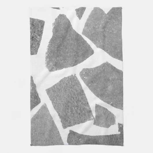 トレンディー灰色の白いタイルパターン、石のレンガのタイル キッチンタオル (縦)