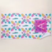 トレンディー熱帯性パイナップル葉カラフル ビーチタオル (正面)