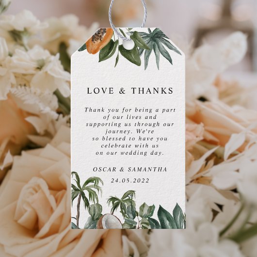 トレンディー熱帯水カラーグリーン葉 ギフトタグ