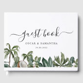 トレンディー熱帯水カラーグリーン葉 ゲストブック (正面)