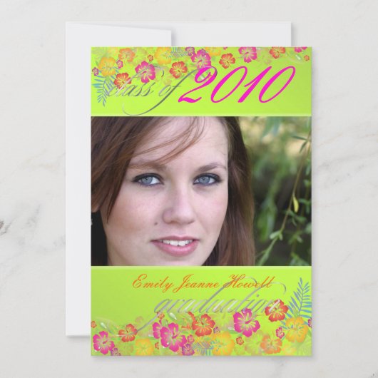 トレンディー熱帯花の目盛パーティー 招待状 (正面)