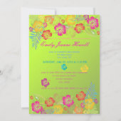 トレンディー熱帯花の目盛パーティー 招待状 (裏面)
