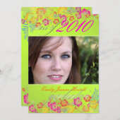 トレンディー熱帯花の目盛パーティー 招待状 (正面/裏面)