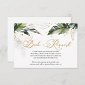 トレンディー熱帯葉緑金ゴールドおむつラッフル エンクロージャーカード (正面/裏面)