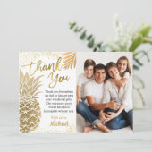 トレンディー熱帯金ゴールドパイナップル夏パーティー写真 サンキューカード (スタンド正面)