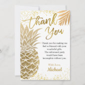 トレンディー熱帯金ゴールドパイナップル夏パーティー サンキューカード (正面)