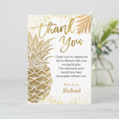 トレンディー熱帯金ゴールドパイナップル夏パーティー サンキューカード (スタンド正面)