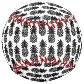 トレンディー熱帯黒白パイナップルパターン ソフトボール (裏面)