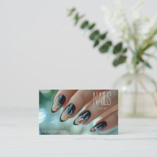 トレンディー爪、 ネイルフローラアートマニキュリストロイヤリティ 名刺 (スタンド正面)