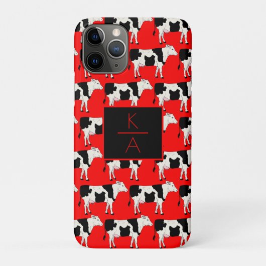 トレンディー牛編集可能モノグラムレッドIphoneケース Case-Mate iPhoneケース (裏)
