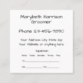 トレンディー犬グルーミングアポイントメント名刺 スクエア名刺 (裏面)