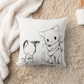 トレンディー猫プリント広場 クッション (ブランケット)