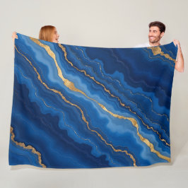 トレンディー王室のブルー金ゴールドマーブルコレクション フリースブランケット