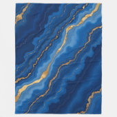 トレンディー王室のブルー金ゴールドマーブルコレクション フリースブランケット (正面)