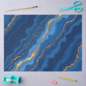 トレンディー王室のブルー金ゴールドマーブルコレクション 薄葉紙 (クラフト)